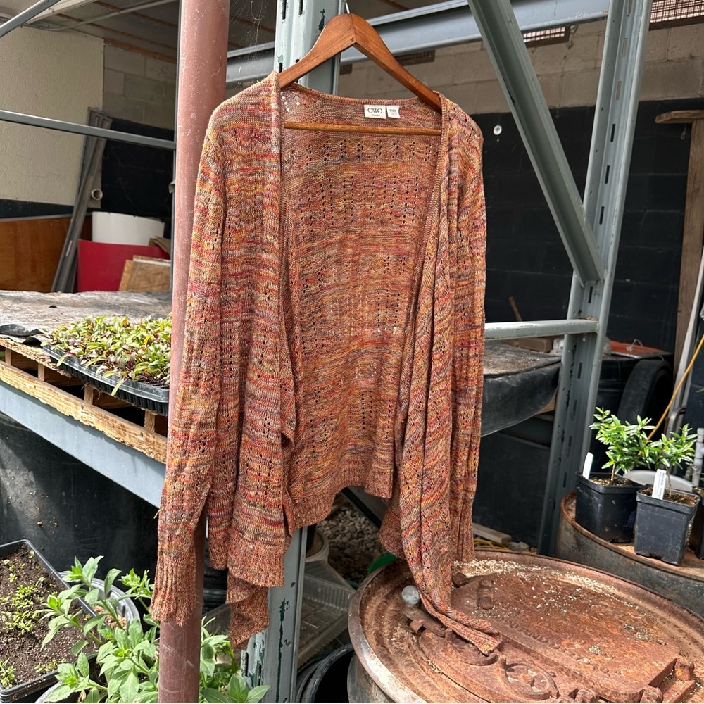 Colorful Knit Asymmetrical Cardigan